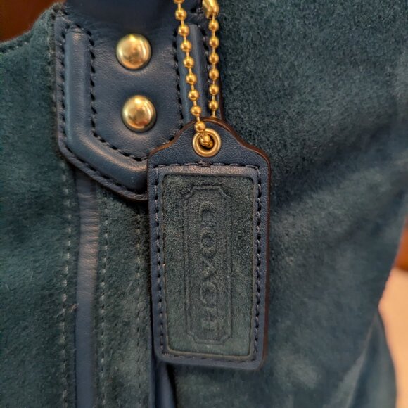 Coach EUC+ Teal Green Suede Shoulder Bag - Picture 4 of 16